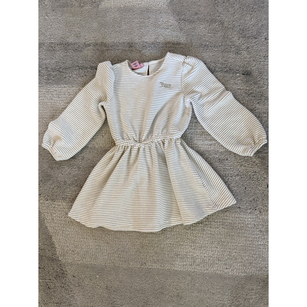 Juicy Couture Girls Dress Size 5 Cream and Gold Sparkle Long Sleeve